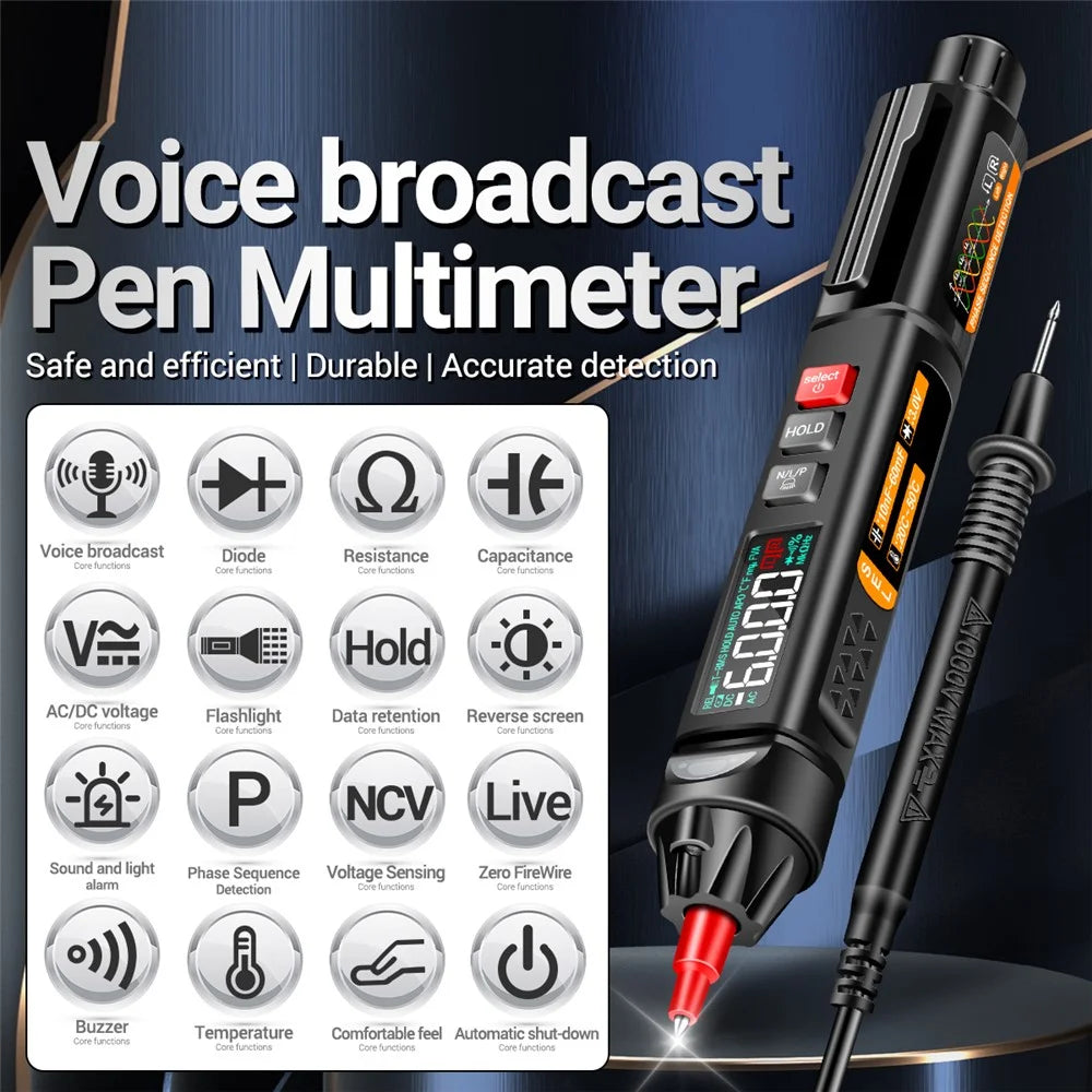 ANENG A3009 Multifunction Handheld Digital Multimeter Voice Broadcast Portable Pen Tester - 3