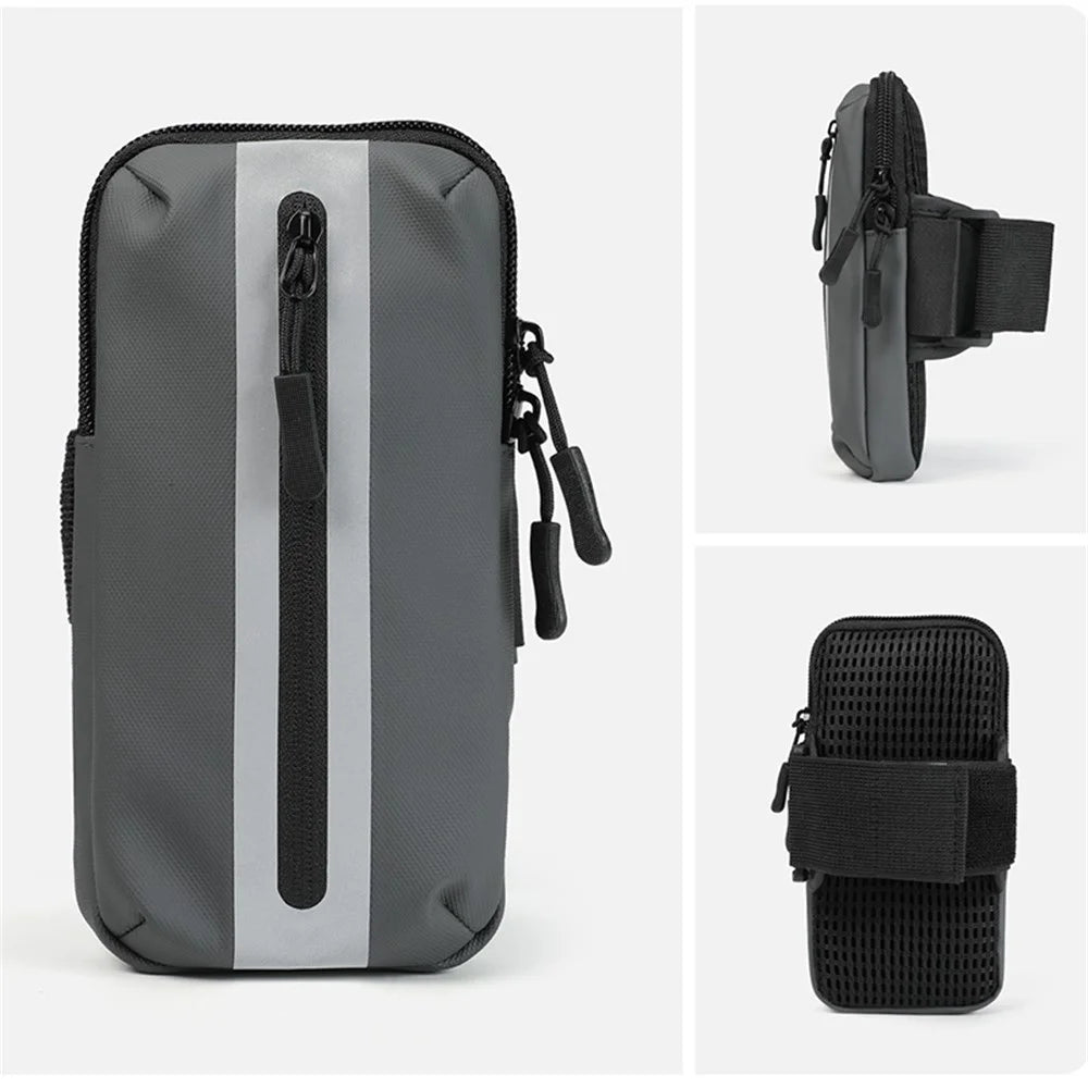 Oxford Fabric + Polyester Armband Phone Pouch Lightweight Cell Phones Bag for Outdoor Cycling - Grey - 2