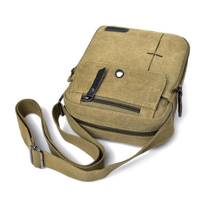 Stylish Men Canvas Messenger Bag Multi-pocket Single Shoulder Crossbody Bag - Khaki - 6