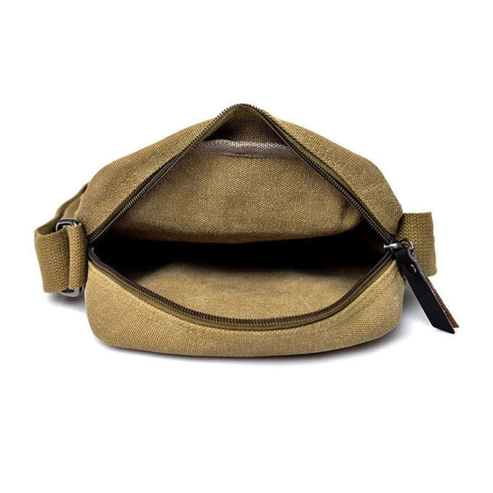 Stylish Men Canvas Messenger Bag Multi-pocket Single Shoulder Crossbody Bag - Khaki - 7