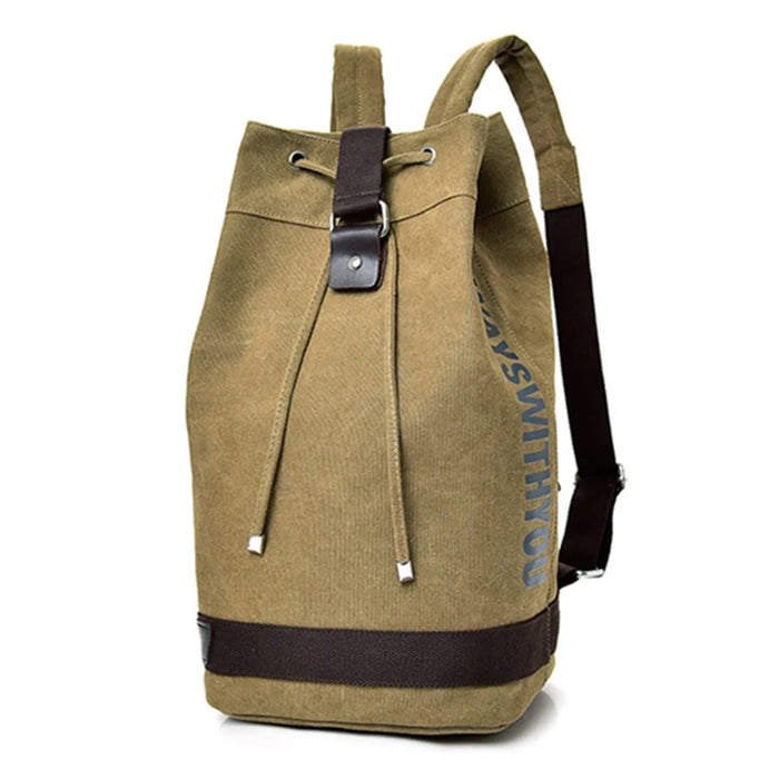 Canvas Hiking Backpack Camping Teenager Rucksack Shoulders Bag for School Weekend Travel, Size: L - Khaki - 1
