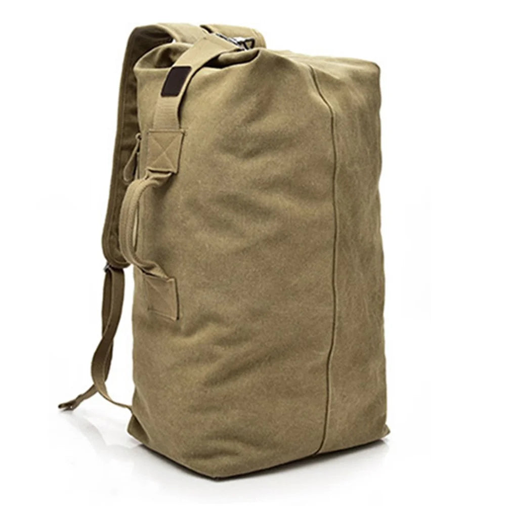 Hiking Camping Rucksack Canvas Travel Backpack Laptop Shoulders Bag, Size: S - Khaki - 1