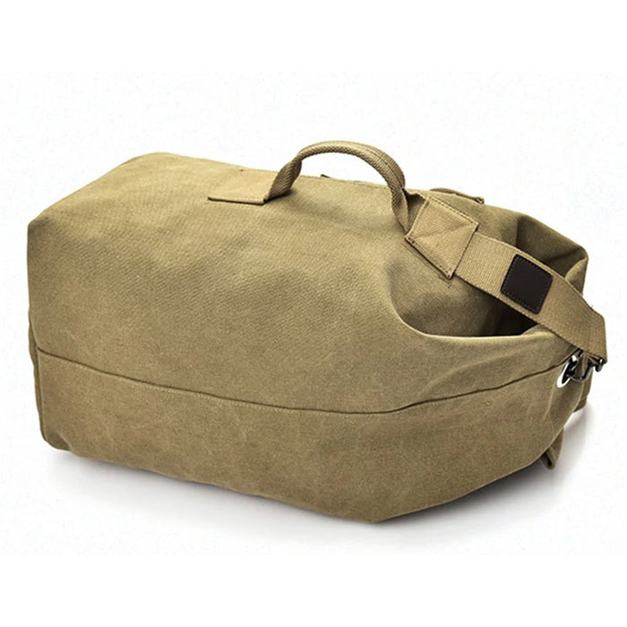 Hiking Camping Rucksack Canvas Travel Backpack Laptop Shoulders Bag, Size: S - Khaki - 6