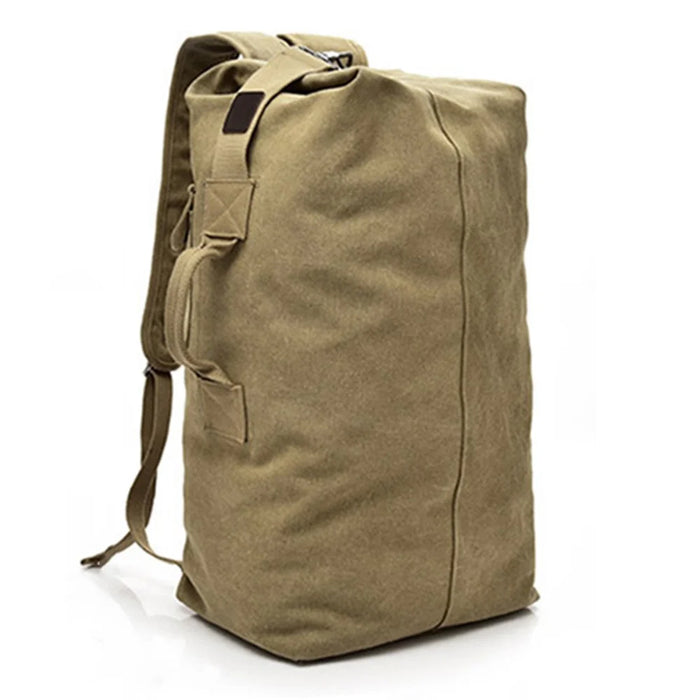 Super Large Canvas Travel Backpack Hiking Camping Rucksack Notebook Computer Laptop Shoulders Bag, Size: L - Khaki - 1