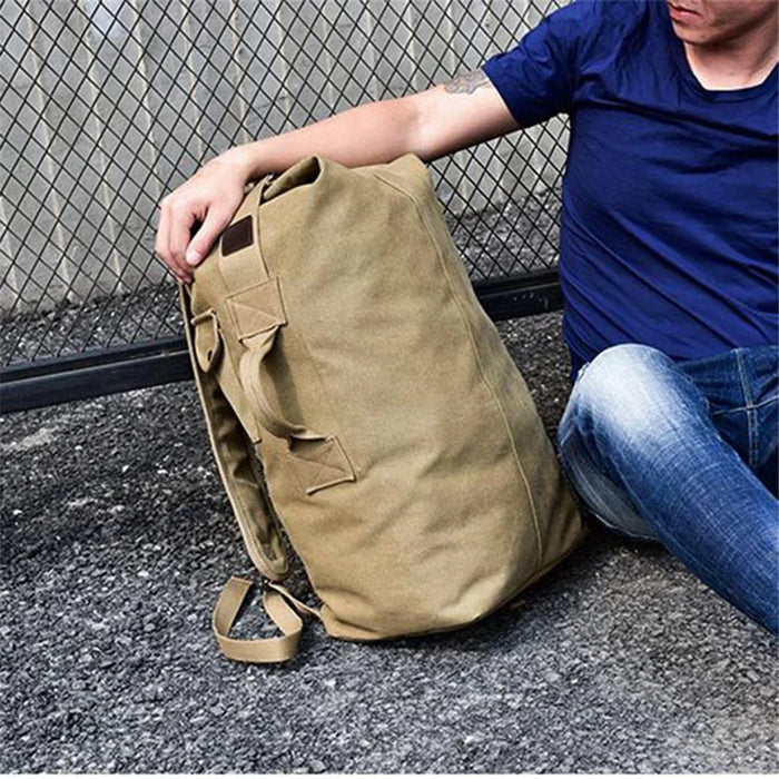 Super Large Canvas Travel Backpack Hiking Camping Rucksack Notebook Computer Laptop Shoulders Bag, Size: L - Khaki - 2