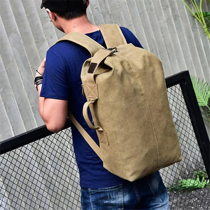 Super Large Canvas Travel Backpack Hiking Camping Rucksack Notebook Computer Laptop Shoulders Bag, Size: L - Khaki - 3