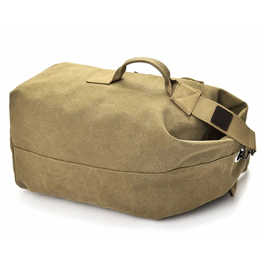 Stylish Men Canvas Rucksack Large Capacity Outdoor Travel Backpack, Upgraded Version Size S - Khaki - 3