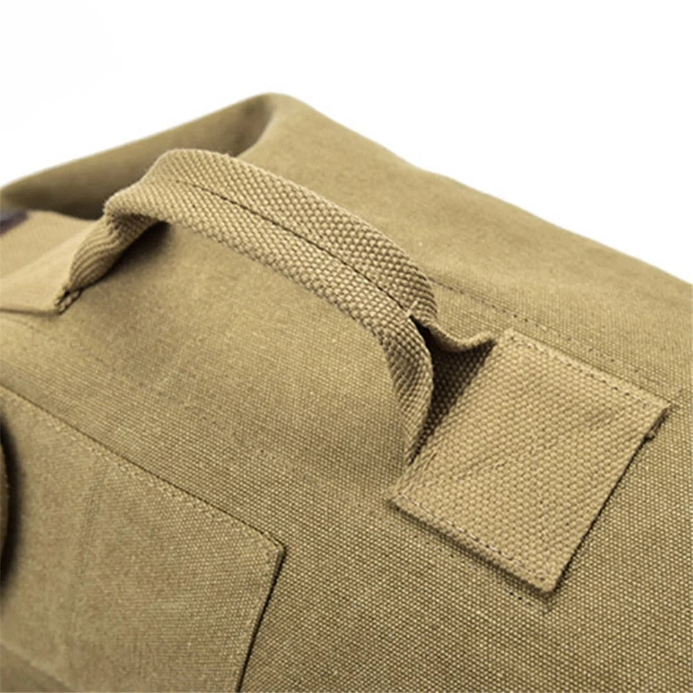 Stylish Men Canvas Rucksack Large Capacity Outdoor Travel Backpack, Upgraded Version Size S - Khaki - 4