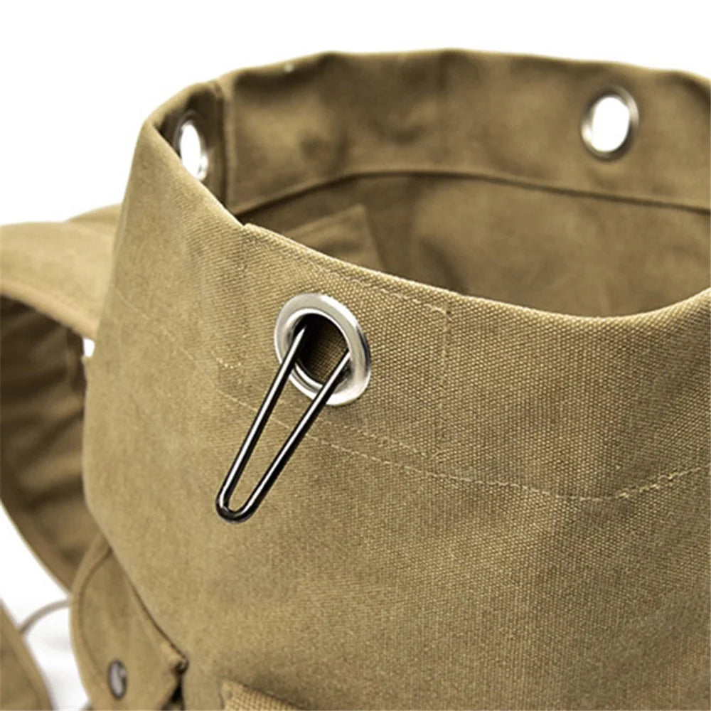 Stylish Men Canvas Rucksack Large Capacity Outdoor Travel Backpack, Upgraded Version Size S - Khaki - 7