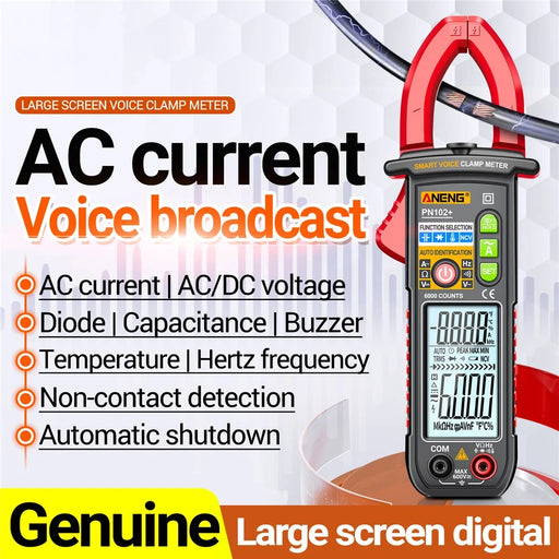 ANENG PN102+ AC Current and AC / DC Voltage Tester Voice Broadcast Reading Digital Clamp Meter with Flashlight - 2