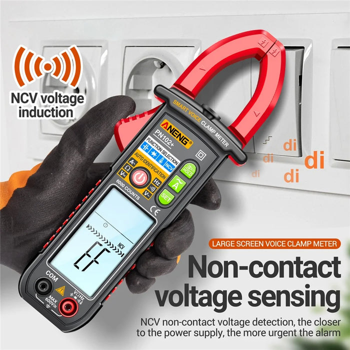 ANENG PN102+ AC Current and AC / DC Voltage Tester Voice Broadcast Reading Digital Clamp Meter with Flashlight - 5