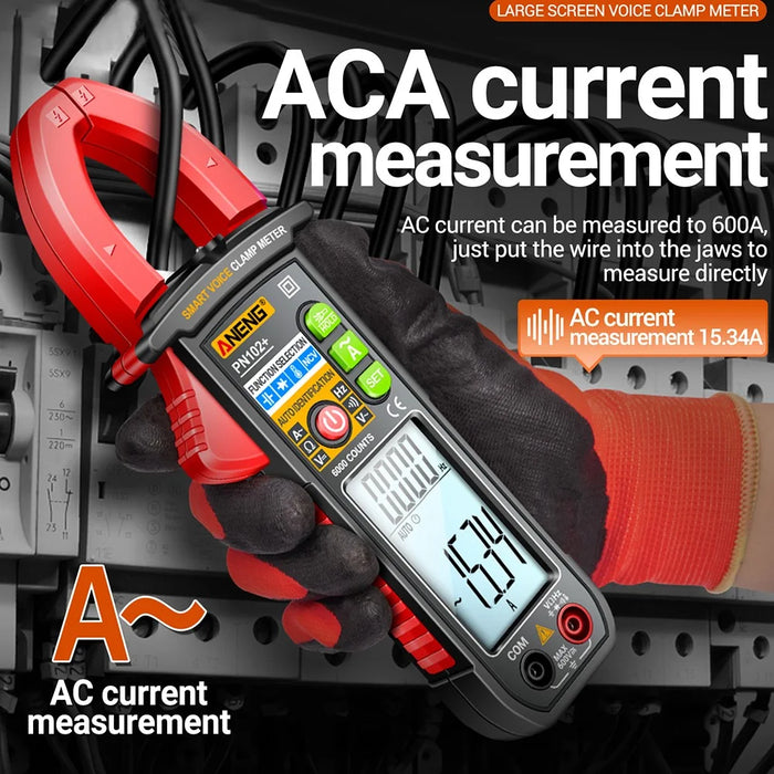 ANENG PN102+ AC Current and AC / DC Voltage Tester Voice Broadcast Reading Digital Clamp Meter with Flashlight - 7