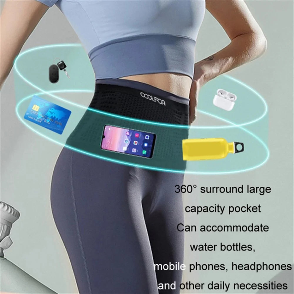 COOLFCA Outdoor Running Sports Waist Bag High Elastic Phone Pouch, Size: 14x65cm, for 65-105cm Waist - Black - 7