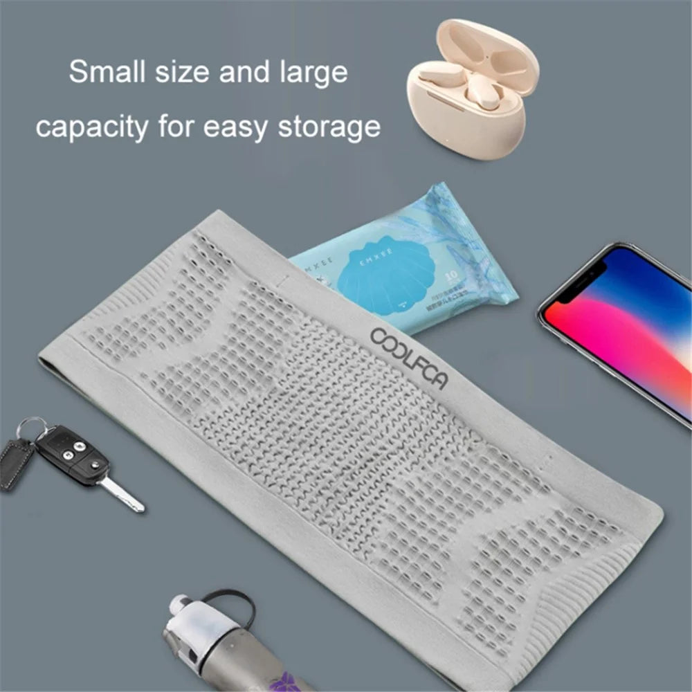 COOLFCA Outdoor Running Anti-Slip Waist Bag Breathable Elastic Phone Pouch, Size: 14x60cm, for 50-90cm Waist - Grey - 3
