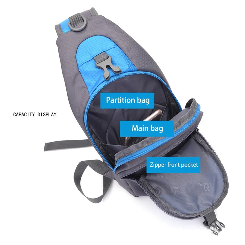 JUNLETU Men Women Chest Bag Nylon Single Shoulder Crossbody Bag with Detachable Bottle Bag - Blue - 3