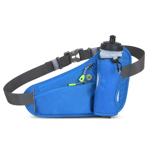 Hiking Fanny Pack Water Bottle Holder Outdoor Sport Running Waist Bag for Cycling Dog Walking - Blue - 1