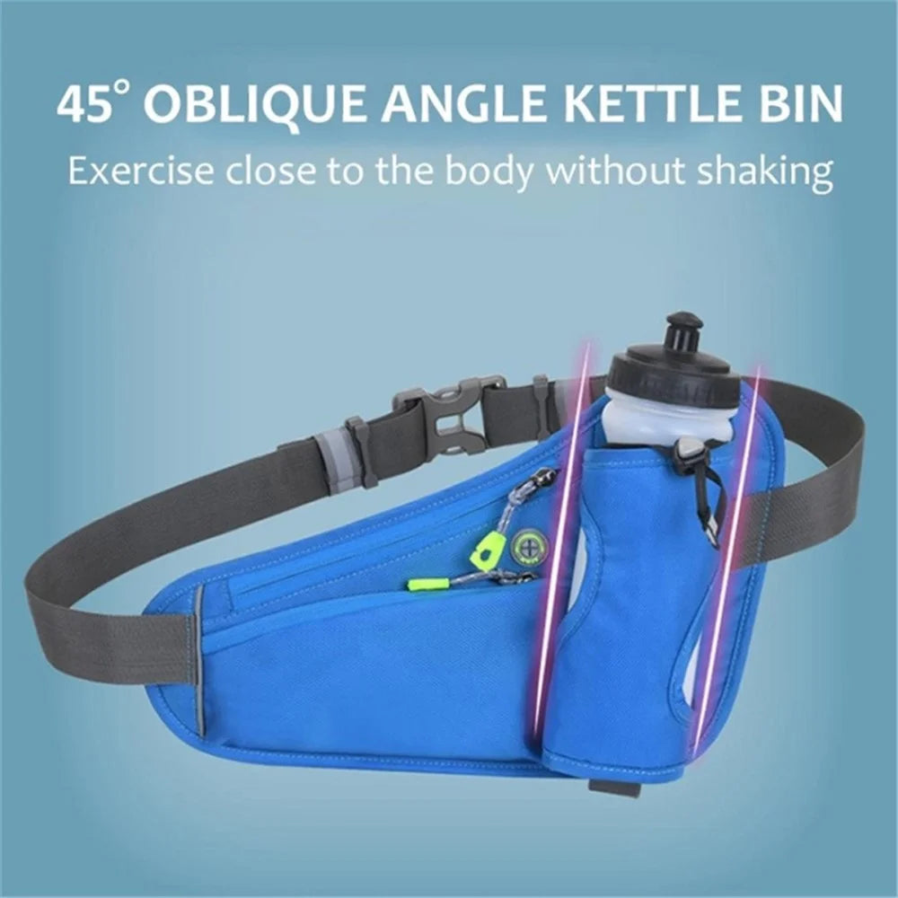 Hiking Fanny Pack Water Bottle Holder Outdoor Sport Running Waist Bag for Cycling Dog Walking - Blue - 3