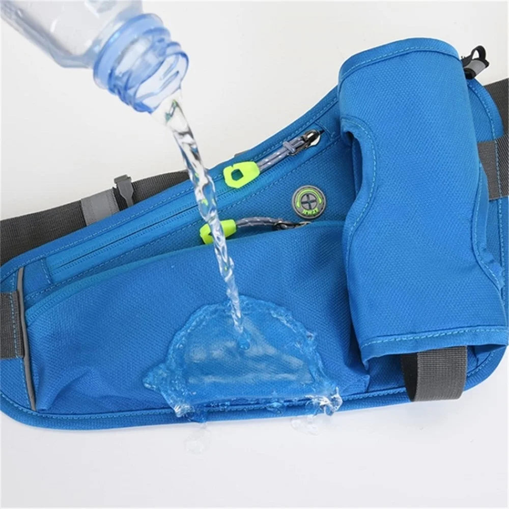 Hiking Fanny Pack Water Bottle Holder Outdoor Sport Running Waist Bag for Cycling Dog Walking - Blue - 4