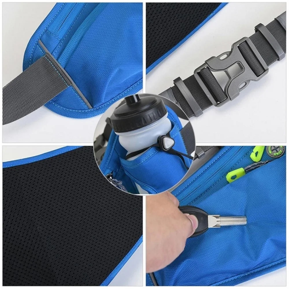 Hiking Fanny Pack Water Bottle Holder Outdoor Sport Running Waist Bag for Cycling Dog Walking - Blue - 6