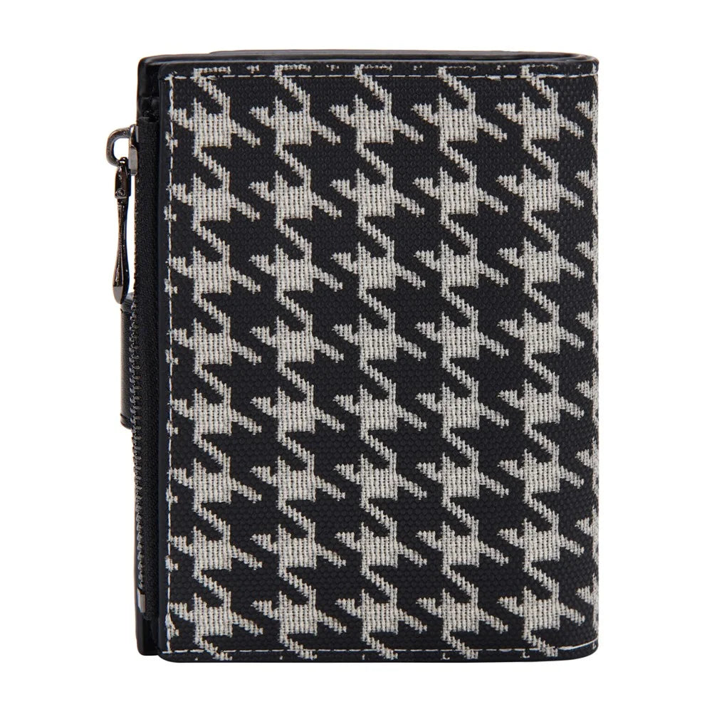 BAELLERRY N5022 Women's Multi-Card Wallet PU Leather Houndstooth Pattern Zipper Coin Purse Money Bag - Black - 2