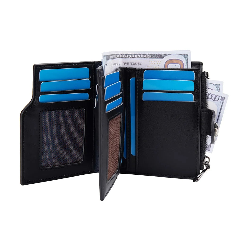 BAELLERRY N5022 Women's Multi-Card Wallet PU Leather Houndstooth Pattern Zipper Coin Purse Money Bag - Black - 3