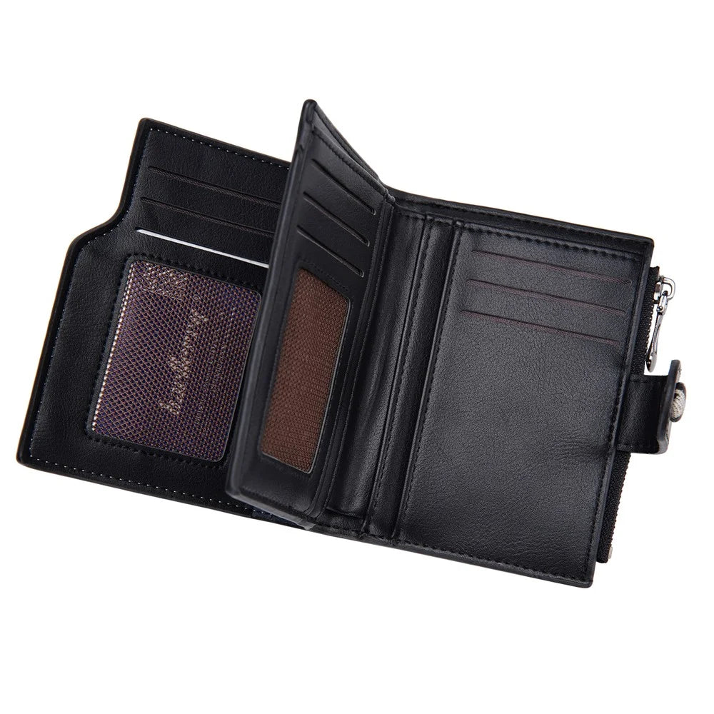 BAELLERRY N5022 Women's Multi-Card Wallet PU Leather Houndstooth Pattern Zipper Coin Purse Money Bag - Black - 4