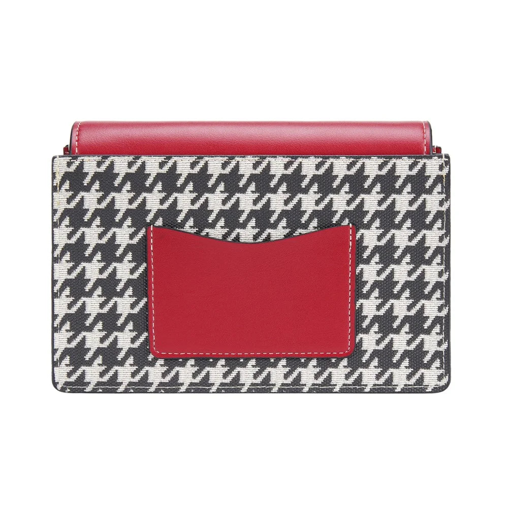BAELLERRY N8703 Women PU Leather Bag Houndstooth Pattern Small Square Bag Crossbody Shoulder Bag - Red - 3