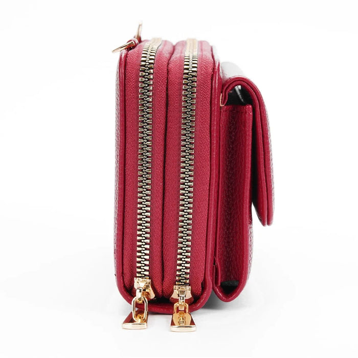 BAELLERRY N1897 PU Leather Crossbody Bag Litchi Texture Women Shoulder Handbag with Coin Purse Pouch - Wine Red - 4