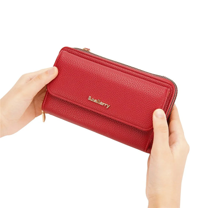 BAELLERRY N1897 PU Leather Crossbody Bag Litchi Texture Women Shoulder Handbag with Coin Purse Pouch - Wine Red - 6