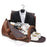 PU Leather Men Suit Storage Bag Large Capacity Waterproof Travel Luggage Tote Crossbody Bag - Brown - 2
