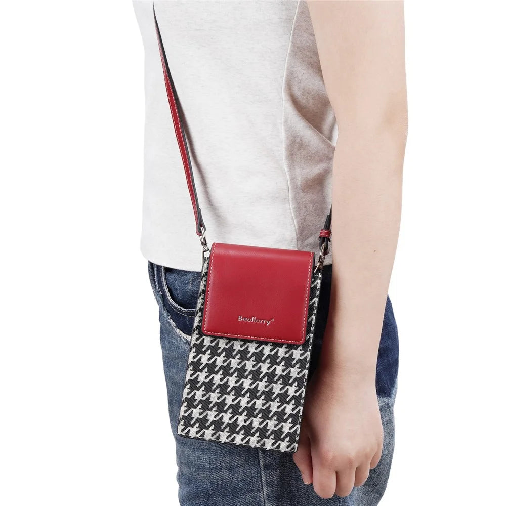 BAELLERRY N8701 Magnetic Button Splicing Gird PU Leather Crossbody Bag Small Shoulder Bag for Travel, Daily Use - Wine Red - 2