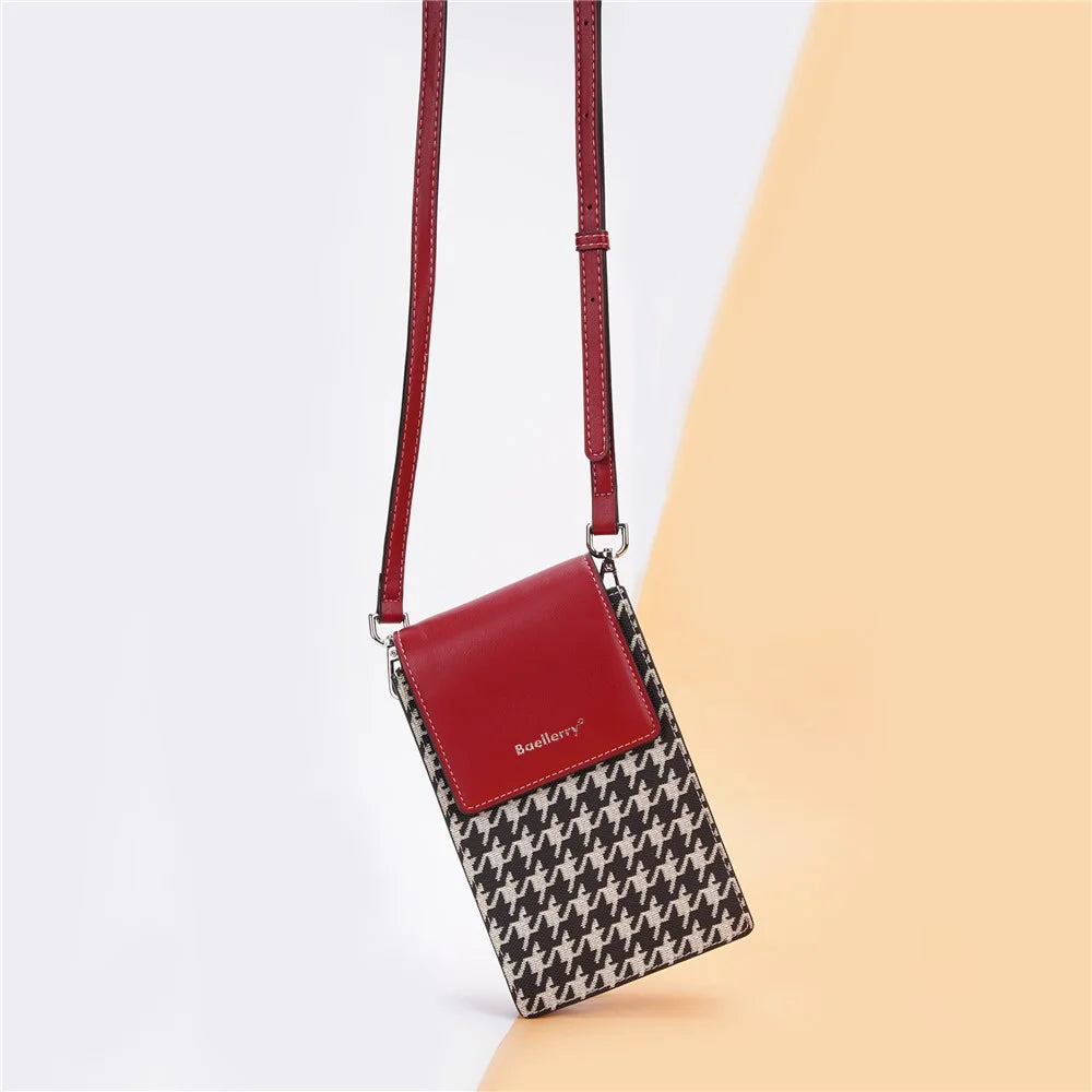 BAELLERRY N8701 Magnetic Button Splicing Gird PU Leather Crossbody Bag Small Shoulder Bag for Travel, Daily Use - Wine Red - 5