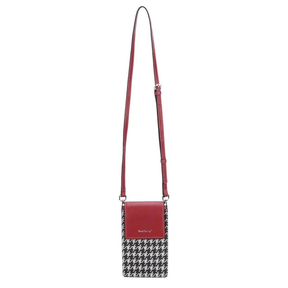 BAELLERRY N8701 Magnetic Button Splicing Gird PU Leather Crossbody Bag Small Shoulder Bag for Travel, Daily Use - Wine Red - 6
