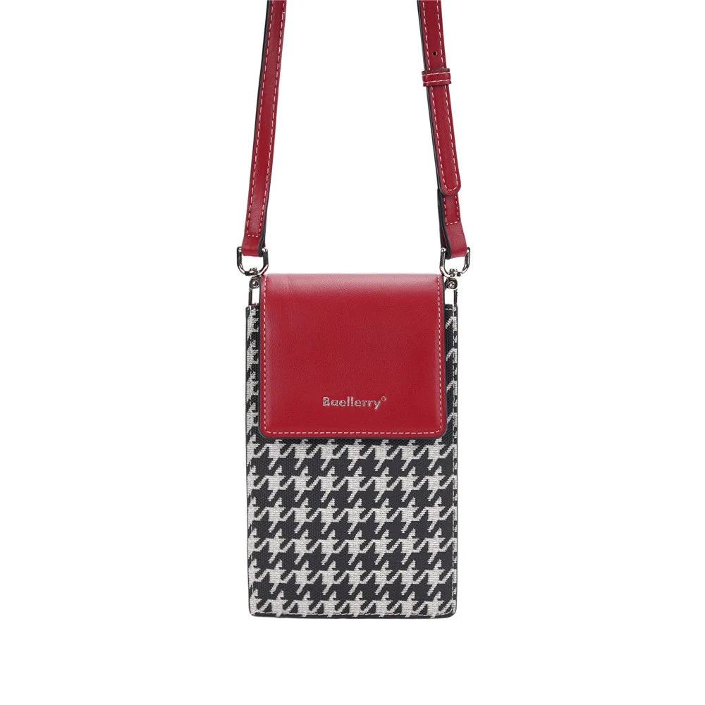 BAELLERRY N8701 Magnetic Button Splicing Gird PU Leather Crossbody Bag Small Shoulder Bag for Travel, Daily Use - Wine Red - 7
