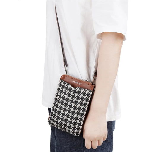 BAELLERRY N8702 Ultra-light Gird Pattern Bag Girls PU Leather Crossbody Bag Women Travel Phone Shoulder Bag - Brown - 2