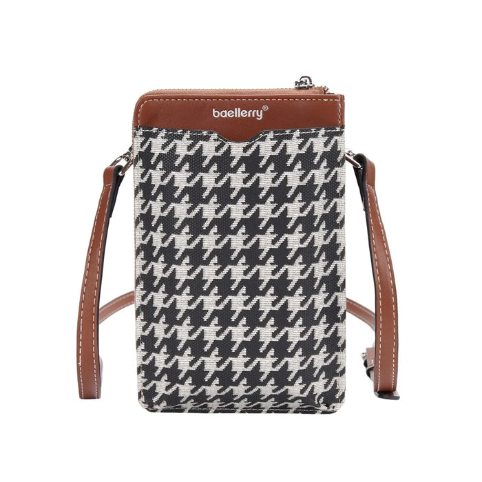 BAELLERRY N8702 Ultra-light Gird Pattern Bag Girls PU Leather Crossbody Bag Women Travel Phone Shoulder Bag - Brown - 3
