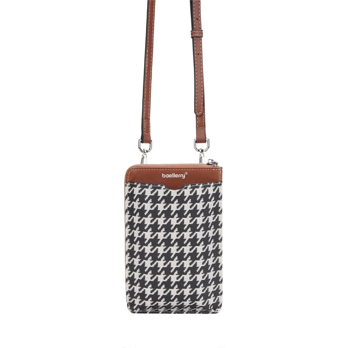 BAELLERRY N8702 Ultra-light Gird Pattern Bag Girls PU Leather Crossbody Bag Women Travel Phone Shoulder Bag - Brown - 4