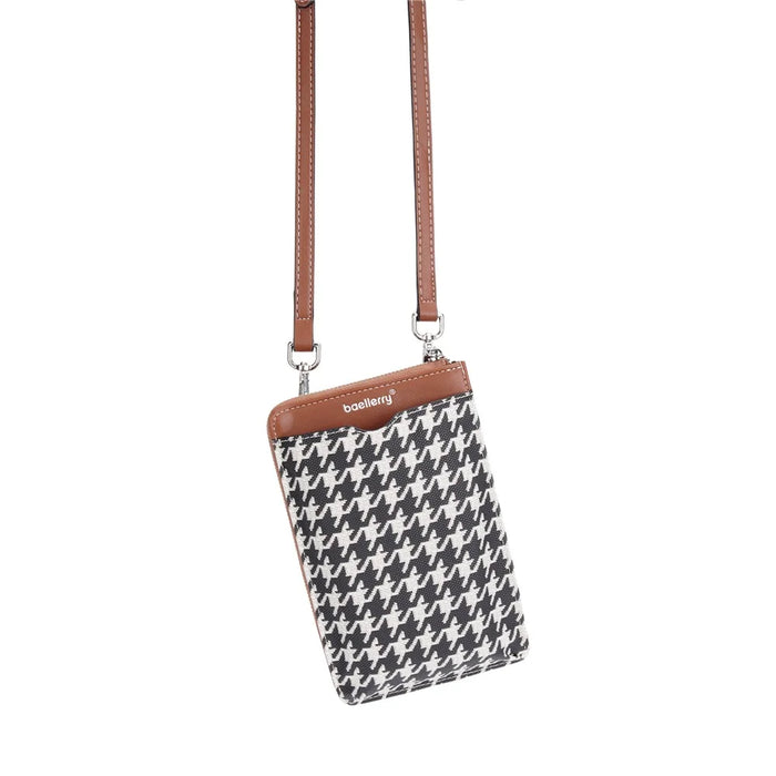 BAELLERRY N8702 Ultra-light Gird Pattern Bag Girls PU Leather Crossbody Bag Women Travel Phone Shoulder Bag - Brown - 5