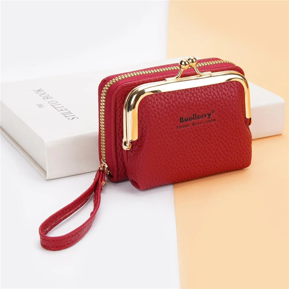 BAELLERRY N8630 Litchi Texture PU Leather Women Coin Purse Zipper Organ Card Bag - Red - 2