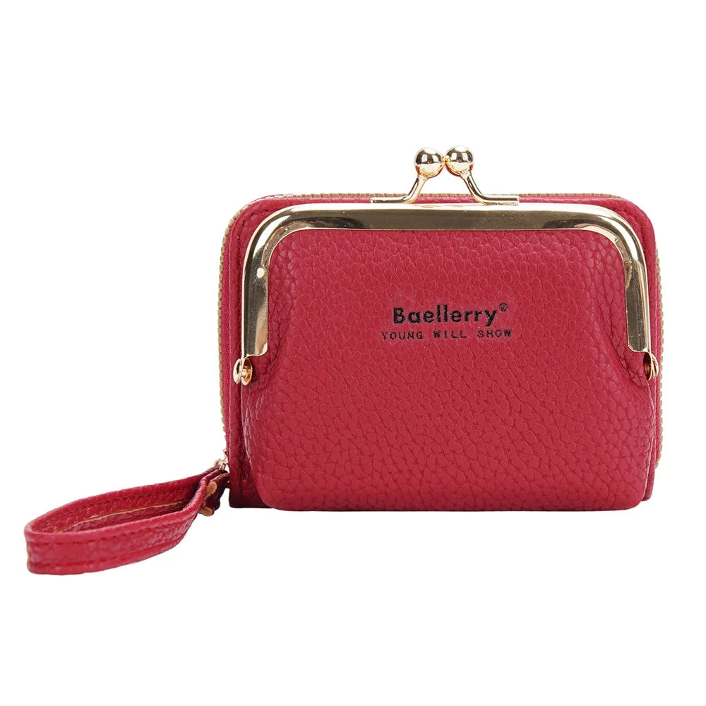 BAELLERRY N8630 Litchi Texture PU Leather Women Coin Purse Zipper Organ Card Bag - Red - 7