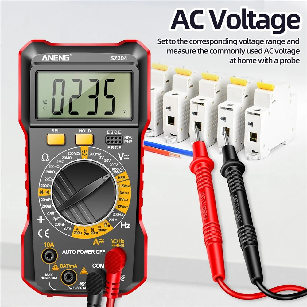 ANENG SZ304 High Precision Digital Display Meter Professional Portable Multimeter with Stand - Red - 3