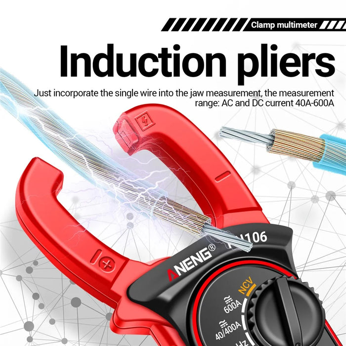 ANENG PN106 AC / DC Clamp Current Multimeter Digital Display 4000 Counts Pliers Meter with Lanyard - 4