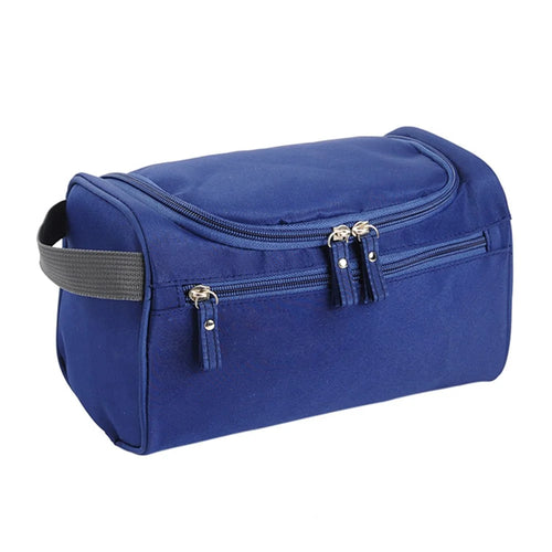 300D Oxford Cloth Women Makeup Bag Portable Travel Toiletry Cosmetic Storage Bag - Dark Blue - 1