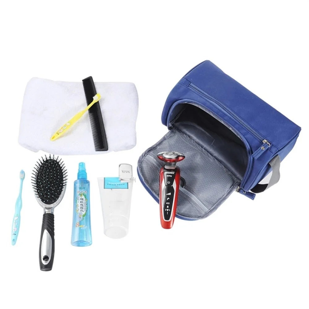 300D Oxford Cloth Women Makeup Bag Portable Travel Toiletry Cosmetic Storage Bag - Dark Blue - 6
