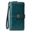 CHARM INFINITE Waxy PU Leather RFID Blocking Long Wallet Cellphone Purse with Wrist Strap - Peacock Blue - 1