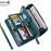 CHARM INFINITE Waxy PU Leather RFID Blocking Long Wallet Cellphone Purse with Wrist Strap - Peacock Blue - 3