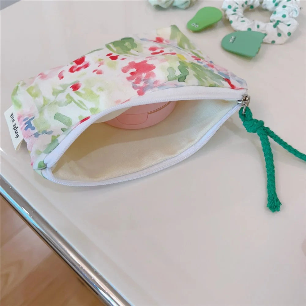 Pattern Cosmetic Organizer Coin Key Storage Bag Cotton Cloth+Canvas Makeup Pouch for Toiletries - Watercolor Painting - 2
