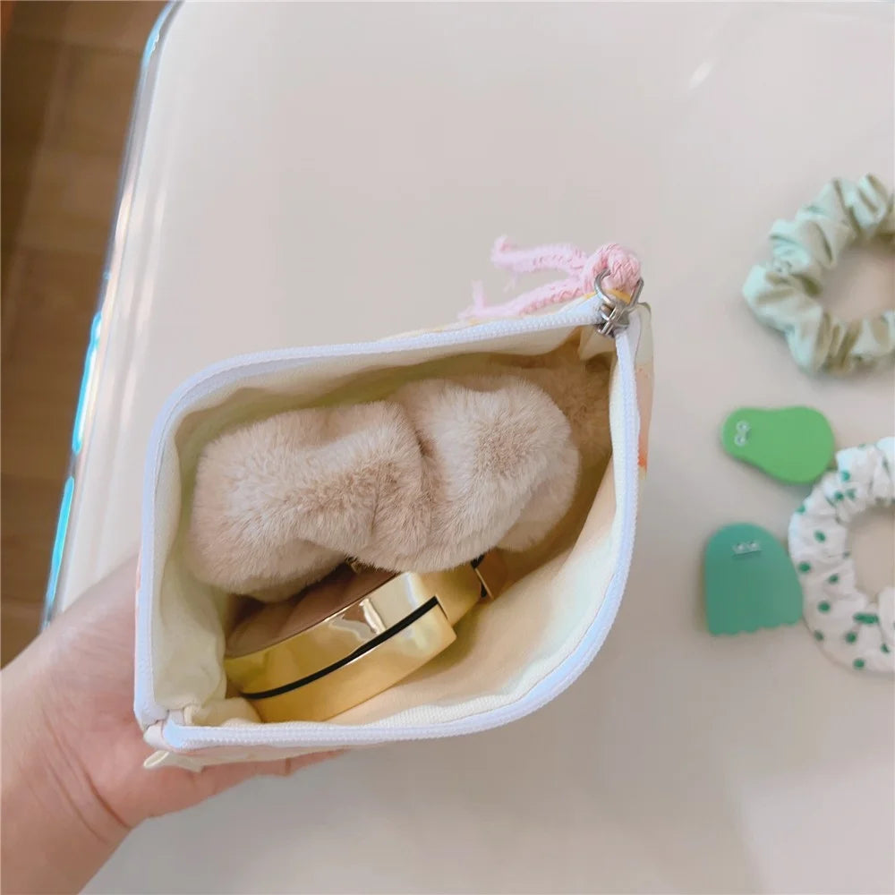 Pattern Cosmetic Organizer Coin Key Storage Bag Cotton Cloth+Canvas Makeup Pouch for Toiletries - Watercolor Painting - 3