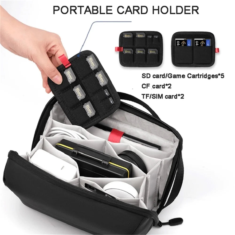 Portable Data Cable Digital Accessories Organizer Pouch Power Bank Handbag Makeup Toiletries Storage Hand Bag - 3