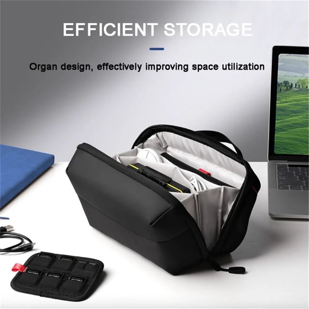 Portable Data Cable Digital Accessories Organizer Pouch Power Bank Handbag Makeup Toiletries Storage Hand Bag - 5